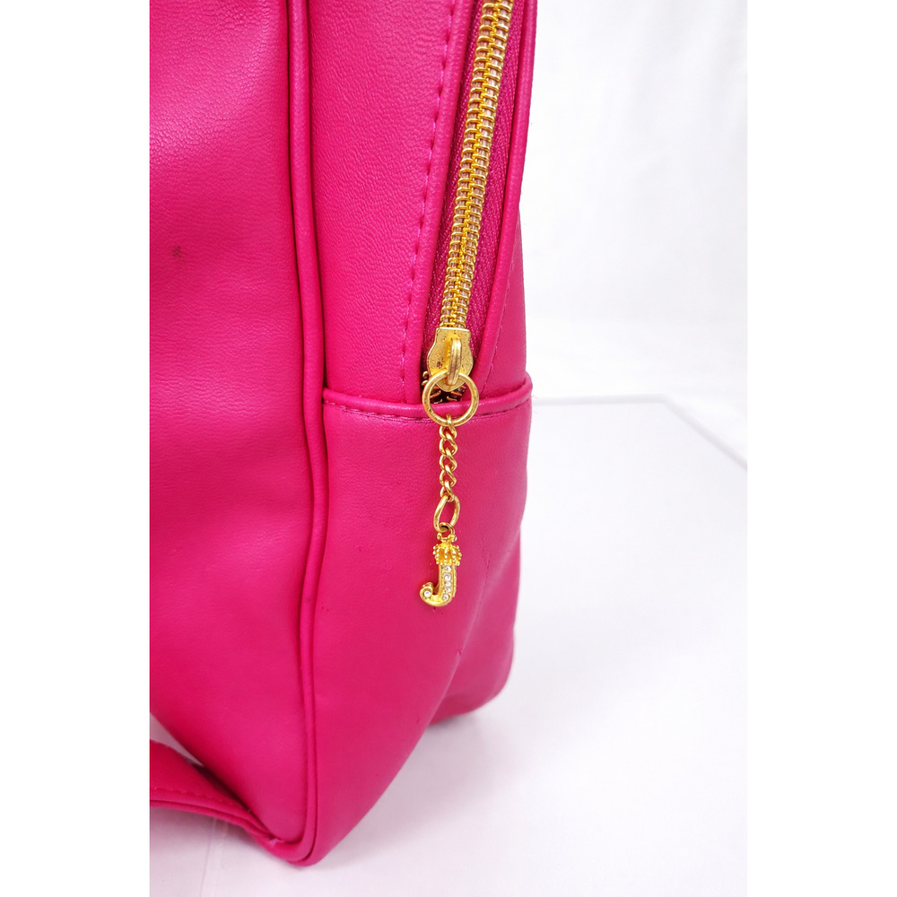 Juicy Couture Pink Mini Backpack Black Sequin Front Gold Hardware Y2K Glam Bag - Picture 3 of 7